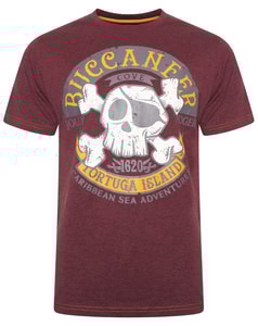 T-Shirt mit KAM-Buccaneer-Print, Burgunderrot meliert